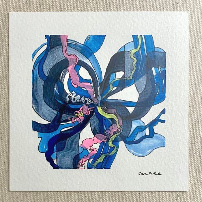 Paper Mini 52, Acrylic on paper, 4 × 4 in — original painting by Grace Martin Franklin