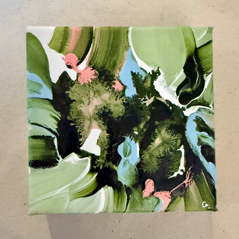 Fainting Oxalis, Acrylic on Mounted Canvas Panel, 5 × 5 in — original painting by Grace Martin Franklin