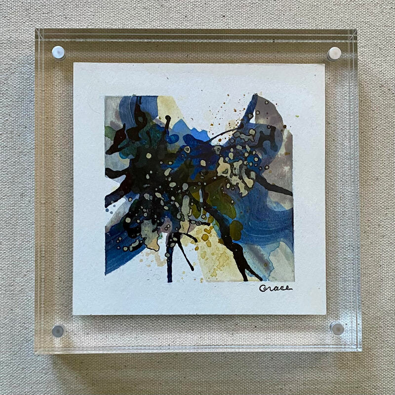 Paper Mini 96, Acrylic on paper, 4 × 4 in — original painting by Grace Martin Franklin