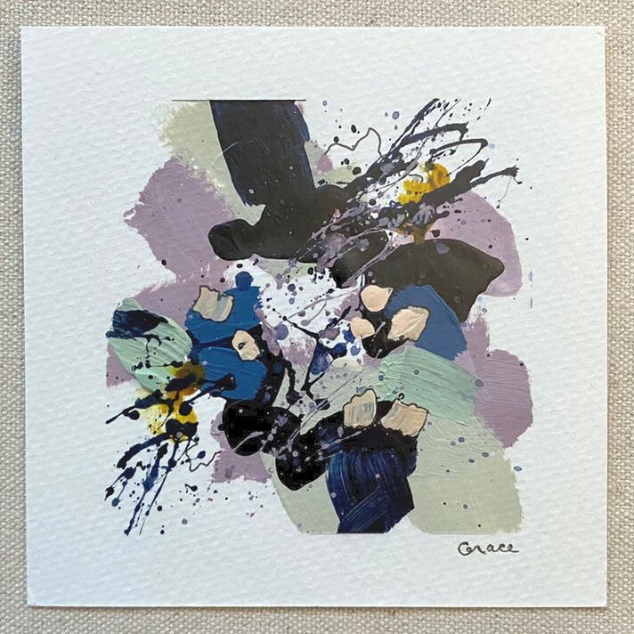 Paper Mini 71, Acrylic on paper, 4 × 4 in — original painting by Grace Martin Franklin