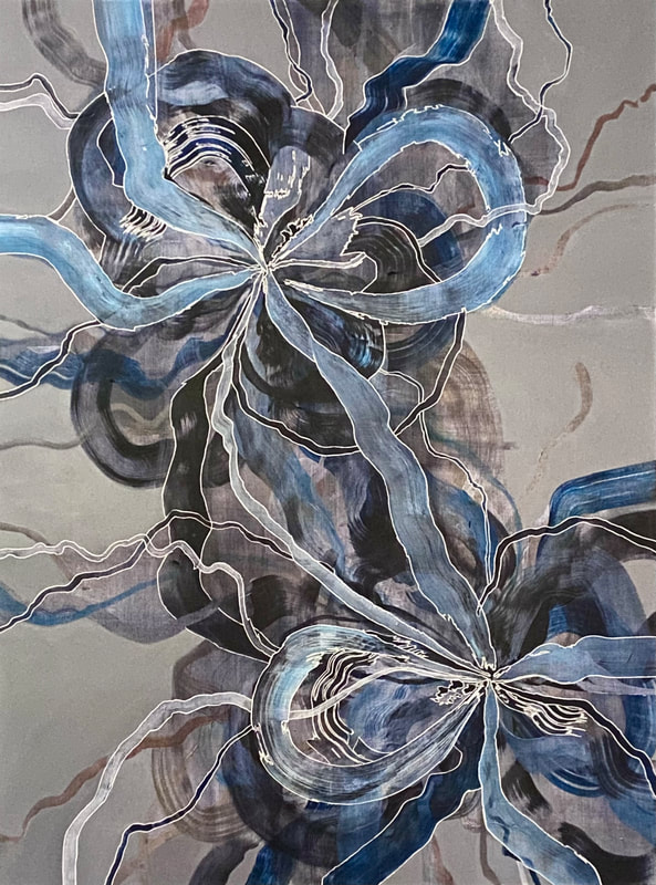 Axis Point Where Voided Knots Collide, Acrylic and Ink on Canvas, 30 × 40 in — original painting by Grace Martin Franklin