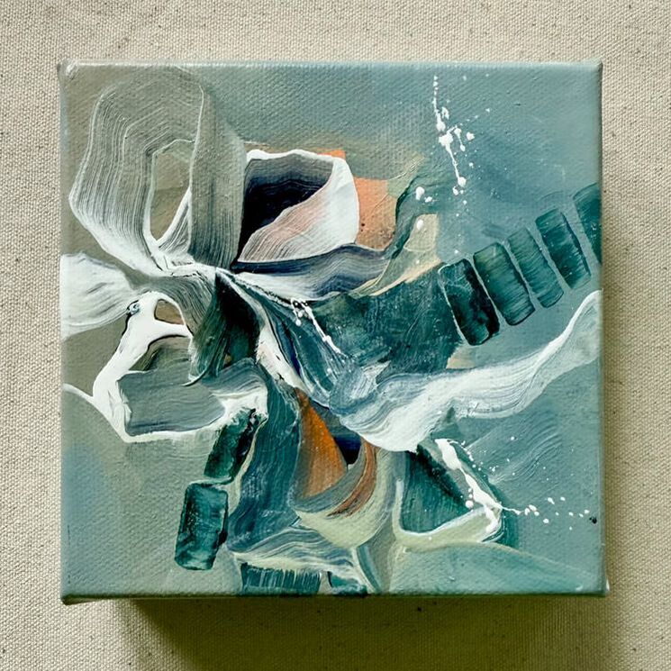 Shifting Bloom, Acrylic on Canvas, 5 × 5 in — original painting by Grace Martin Franklin