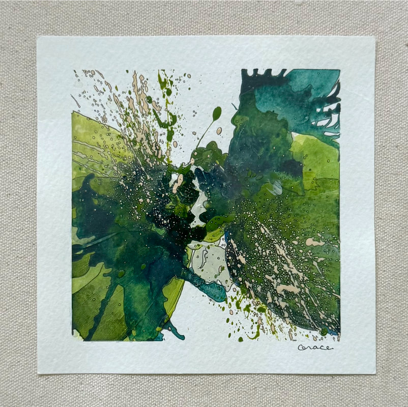 Paper Mini 104, Acrylic on paper, 4 × 4 in — original painting by Grace Martin Franklin