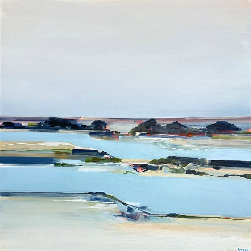 Into the Shallows, Acrylic on Canvas, 30 × 30 in — original painting by Grace Martin Franklin